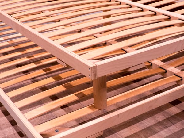 Overhead view of a stack of slat beds